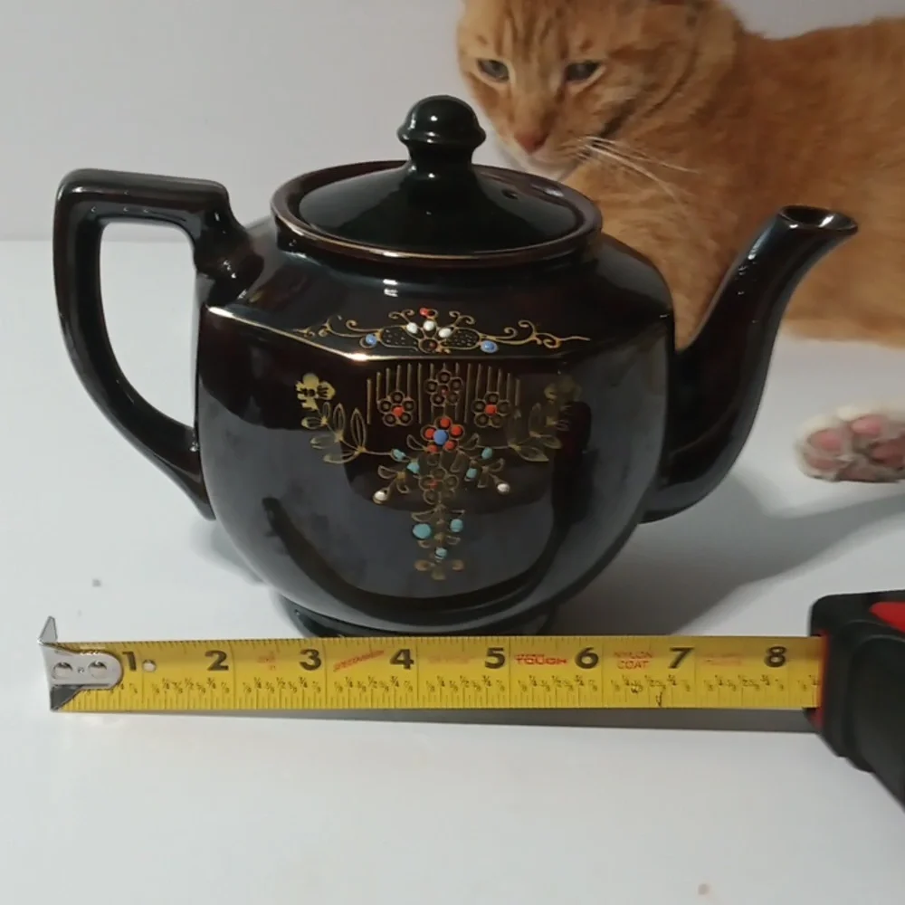 Japan 1940’s Vintage Moriage Brown Teapot LARGE